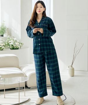 130 기모그린 긴소매  여성 파자마세트