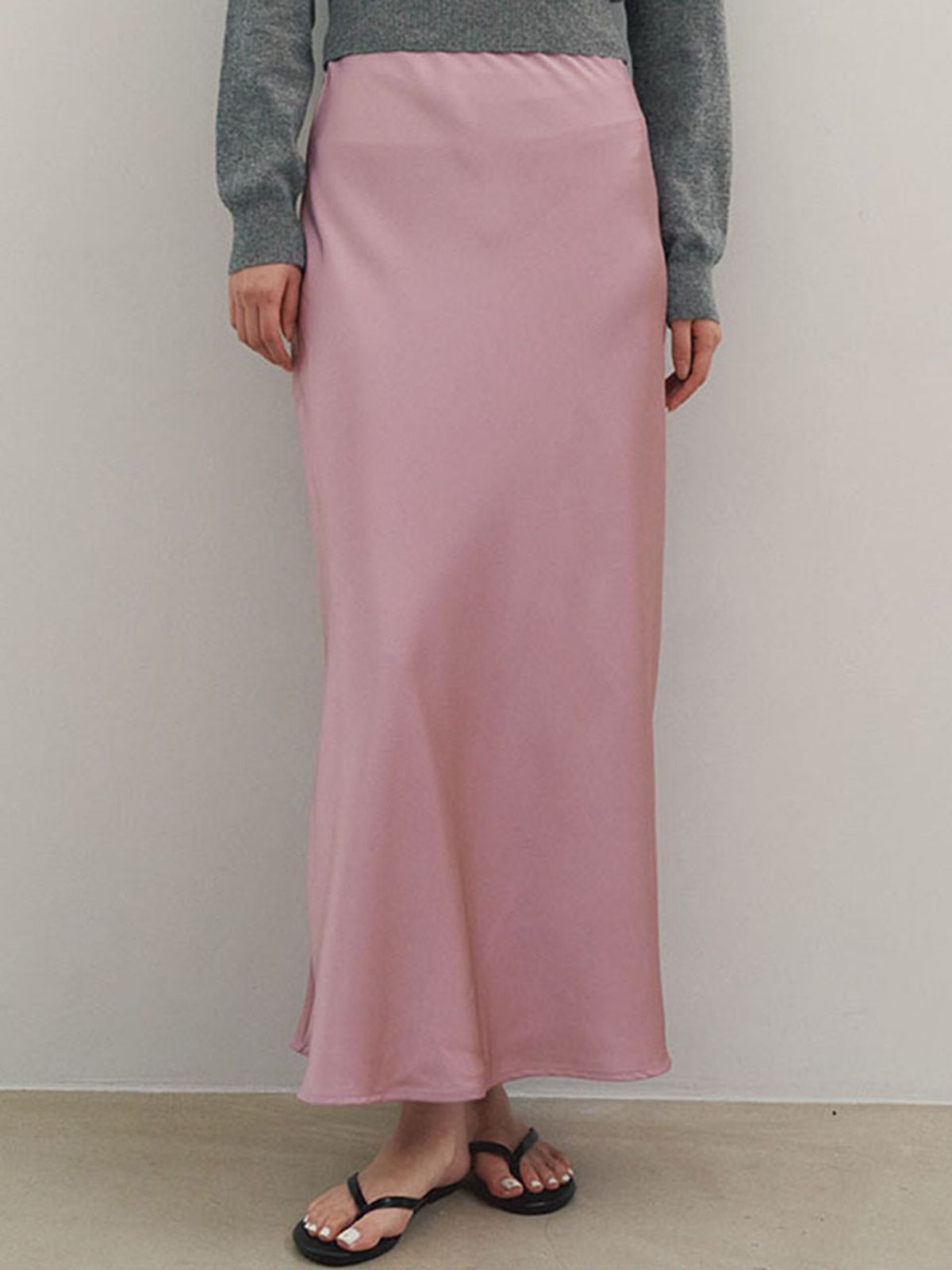 지앤지비(GNGB) 새틴 롱 스커트_Pink