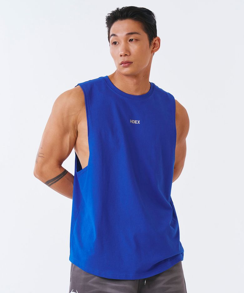 실버 메인로고 라운드 슬리브리스 (Cobalt Blue)