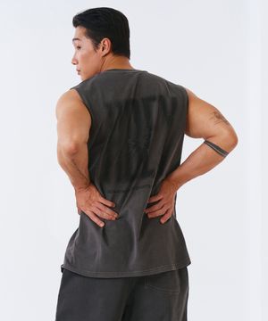 크랙 프린티드 피그먼트 슬리브리스 (Pigment Charcoal)