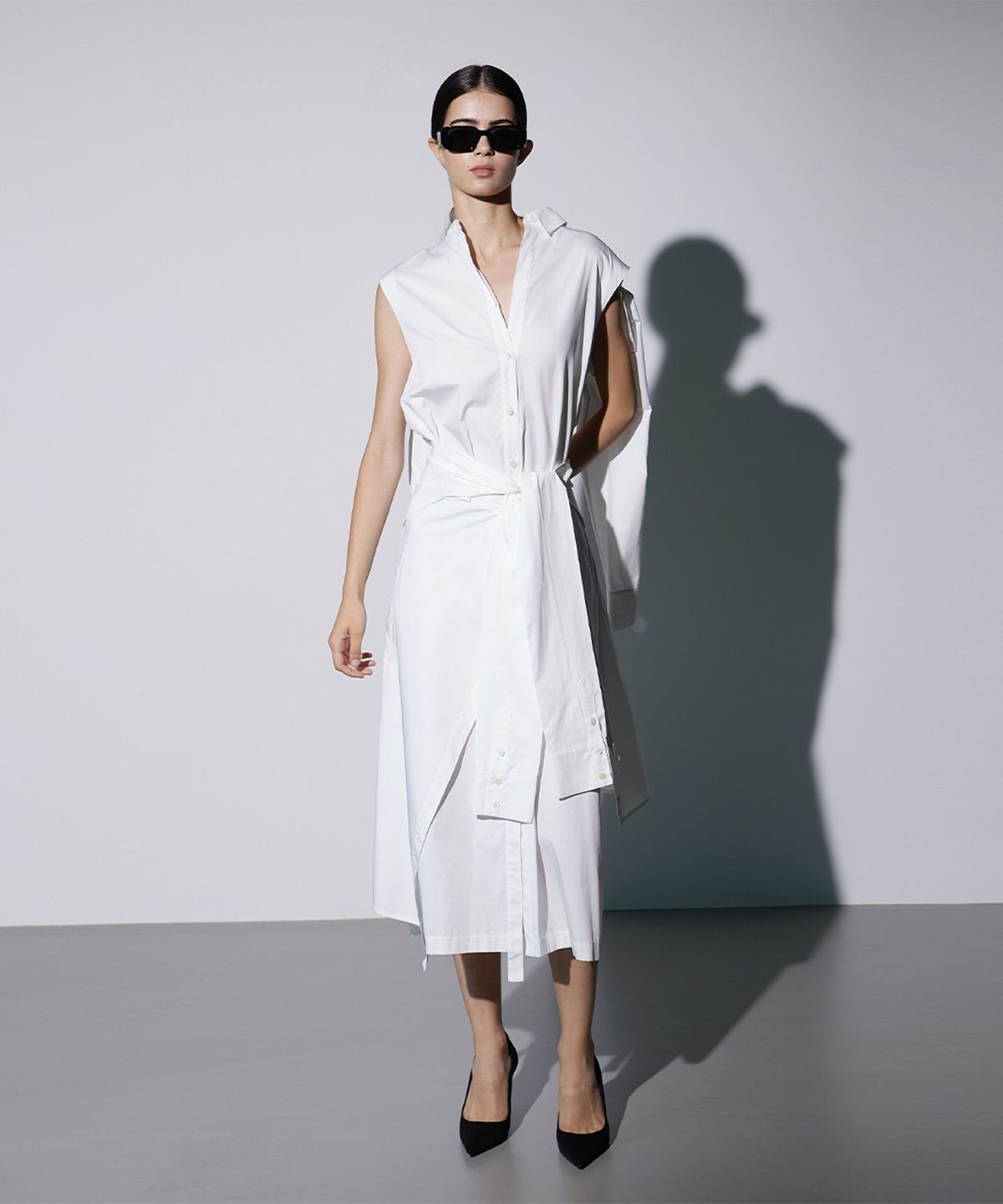 므아므(MMAM) Off-sleeve tied shirt dress