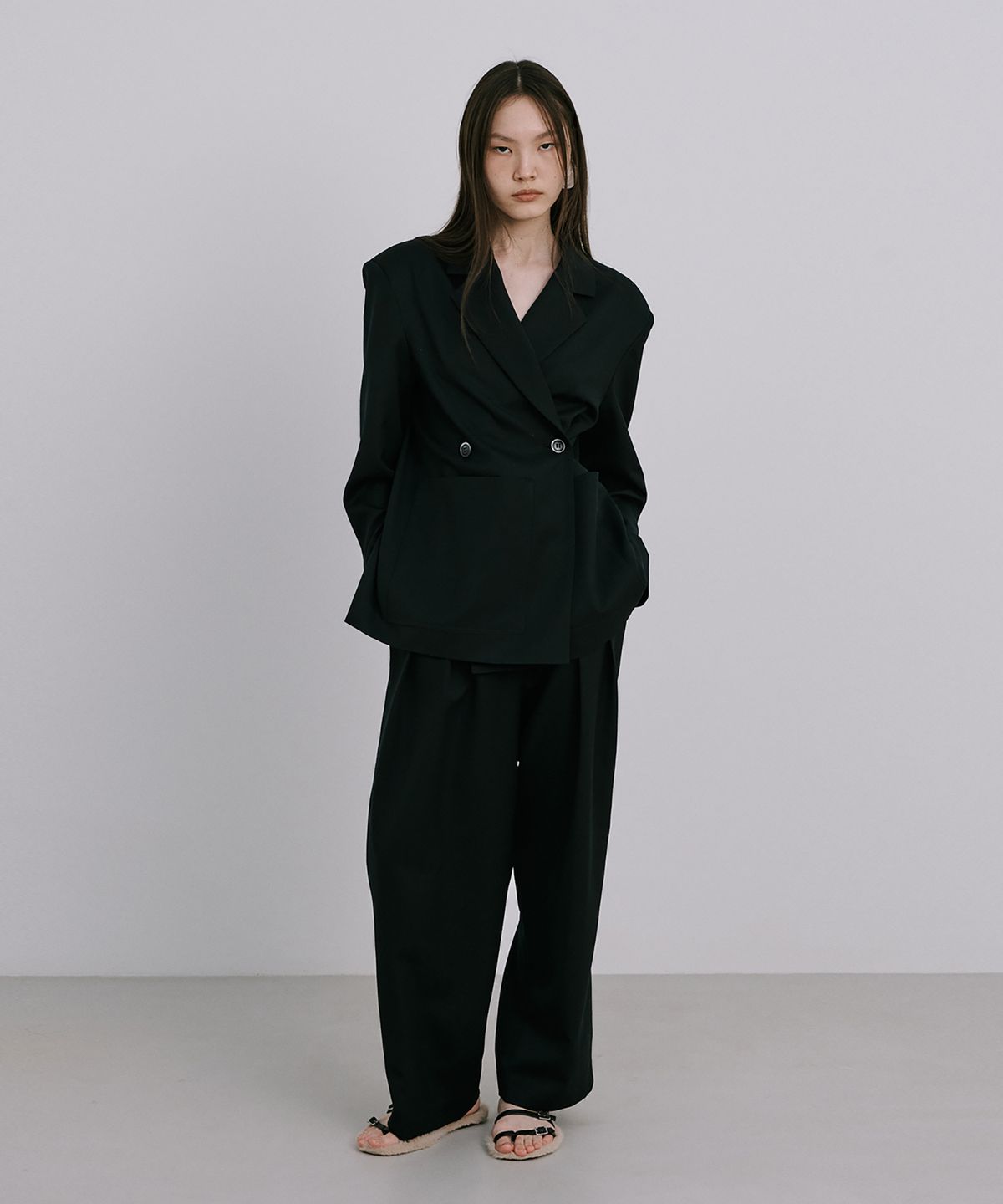 분더캄머(WNDERKAMMER) 25 Wool Wide Pants_Navy (25울 와이드팬츠_네이비)