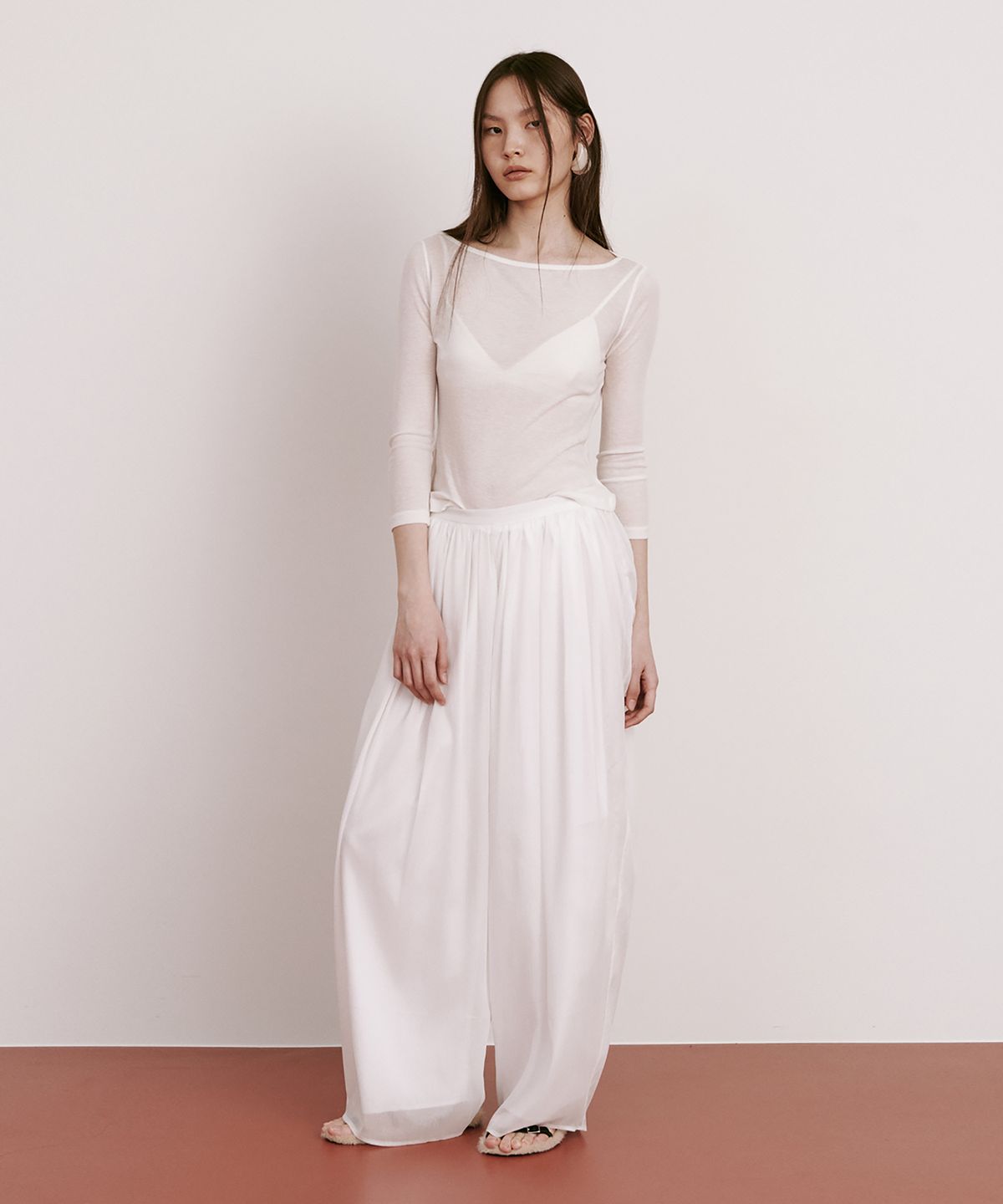 분더캄머(WNDERKAMMER) Moon Jar - Shaped Chiffon Pants_White (달항아리 모양 쉬폰팬츠_화이트)