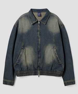 워시드 크롭 집업 데님 자켓 [빈티지]