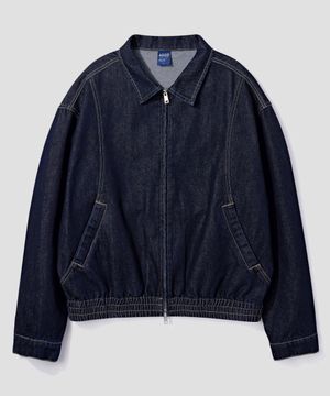 워시드 크롭 집업 데님 자켓 [로우 인디고]