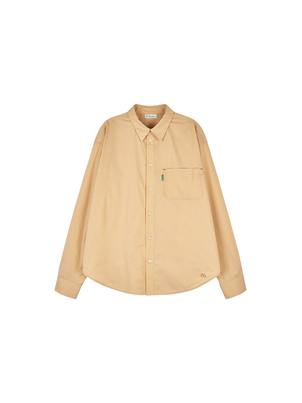 비플랫 베네통(Bb' BENETTON) 오버핏 스트라이프 셔츠 (Orange)