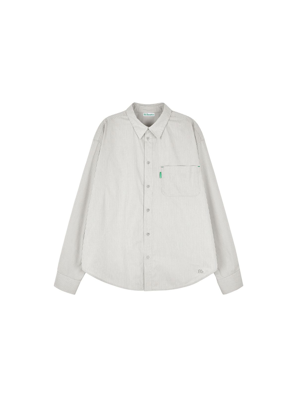비플랫 베네통(Bb' BENETTON) 오버핏 스트라이프 셔츠 (Grey)