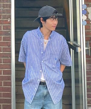 빈티지 스트라이프 반팔 셔츠