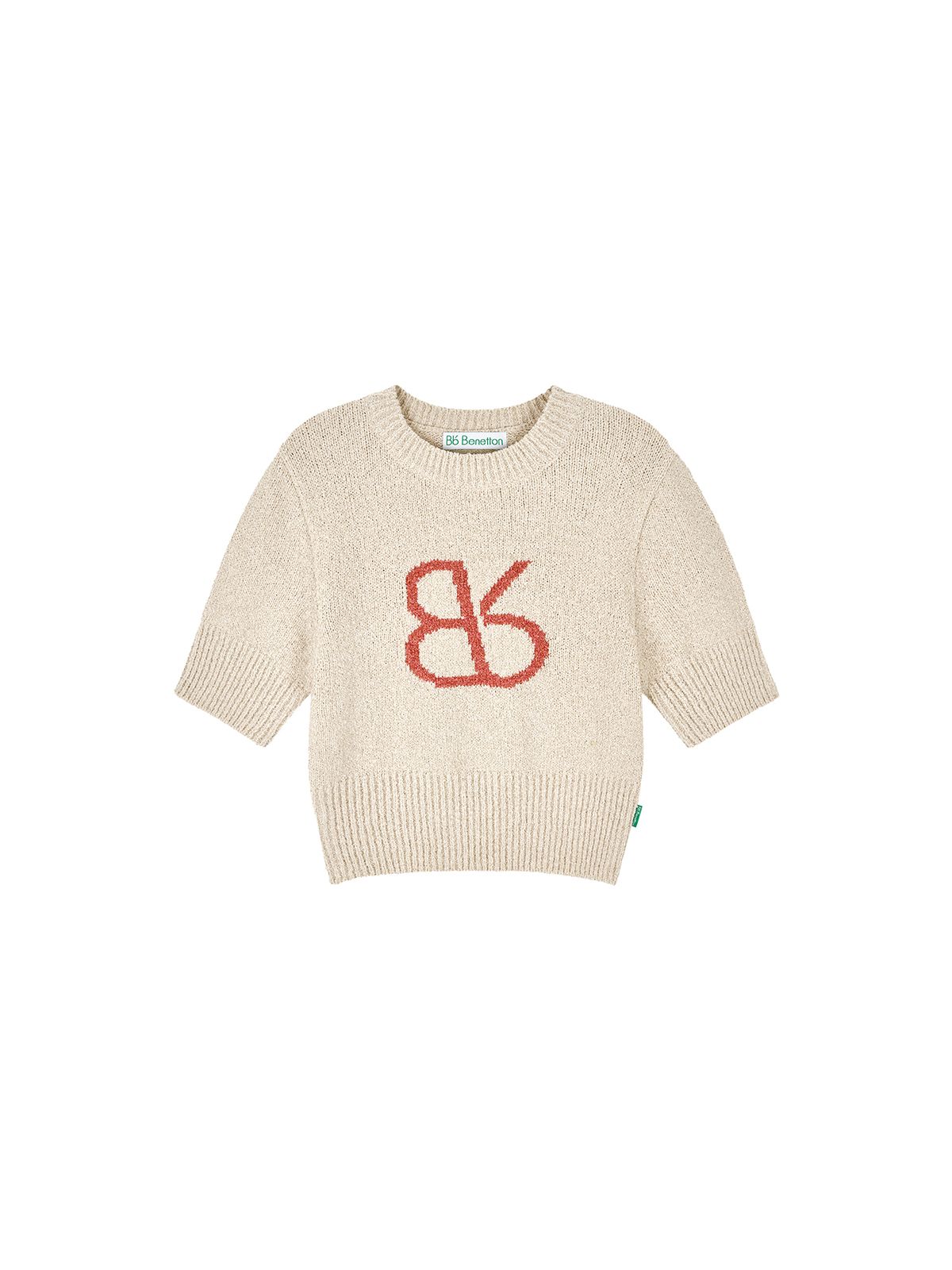 비플랫 베네통(Bb' BENETTON) 빅비비 크롭 하프 니트 풀오버 (Cream)