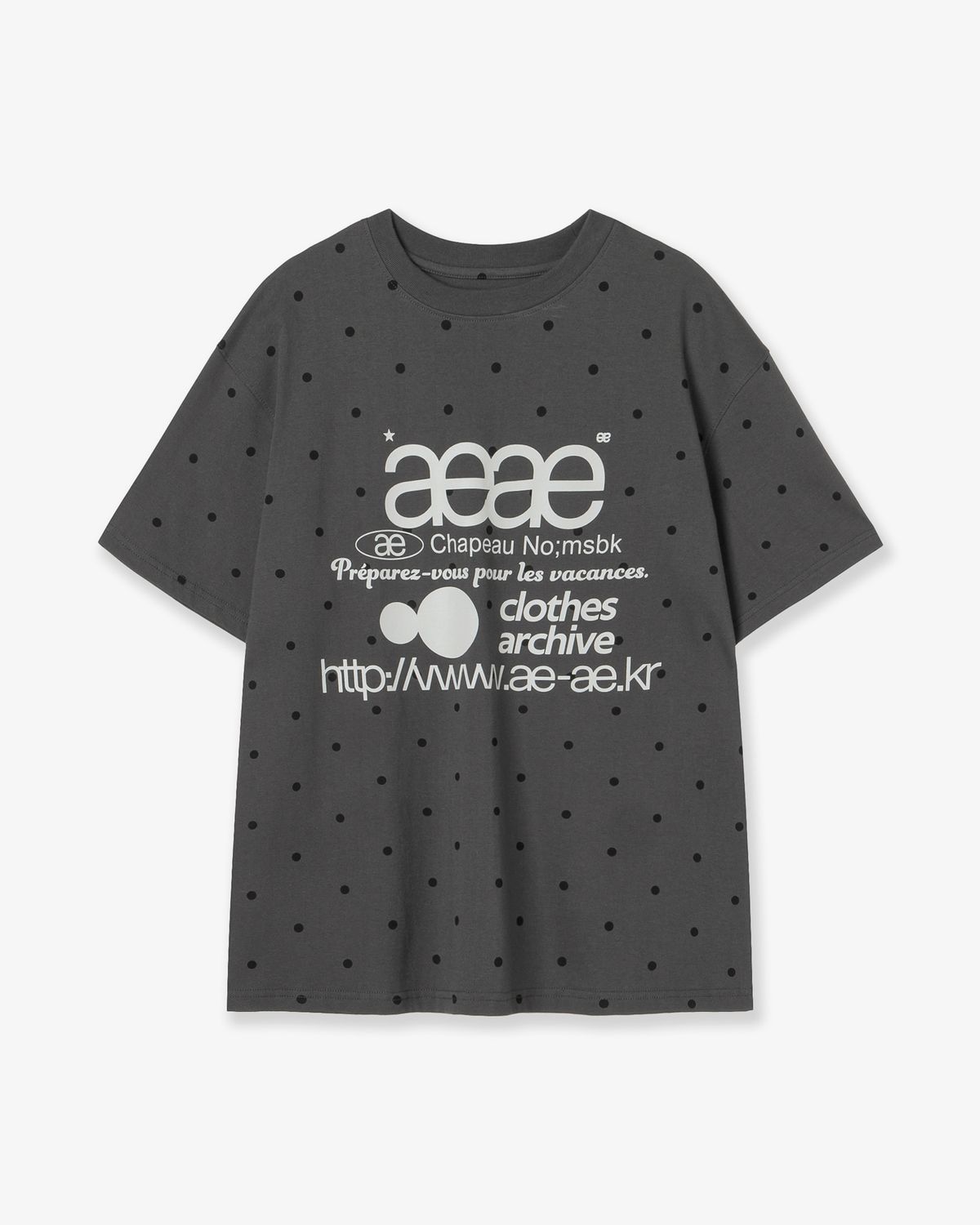 에이이에이이(AEAE) WEB LOGO DOT T-SHIRTS [CHARCOAL]