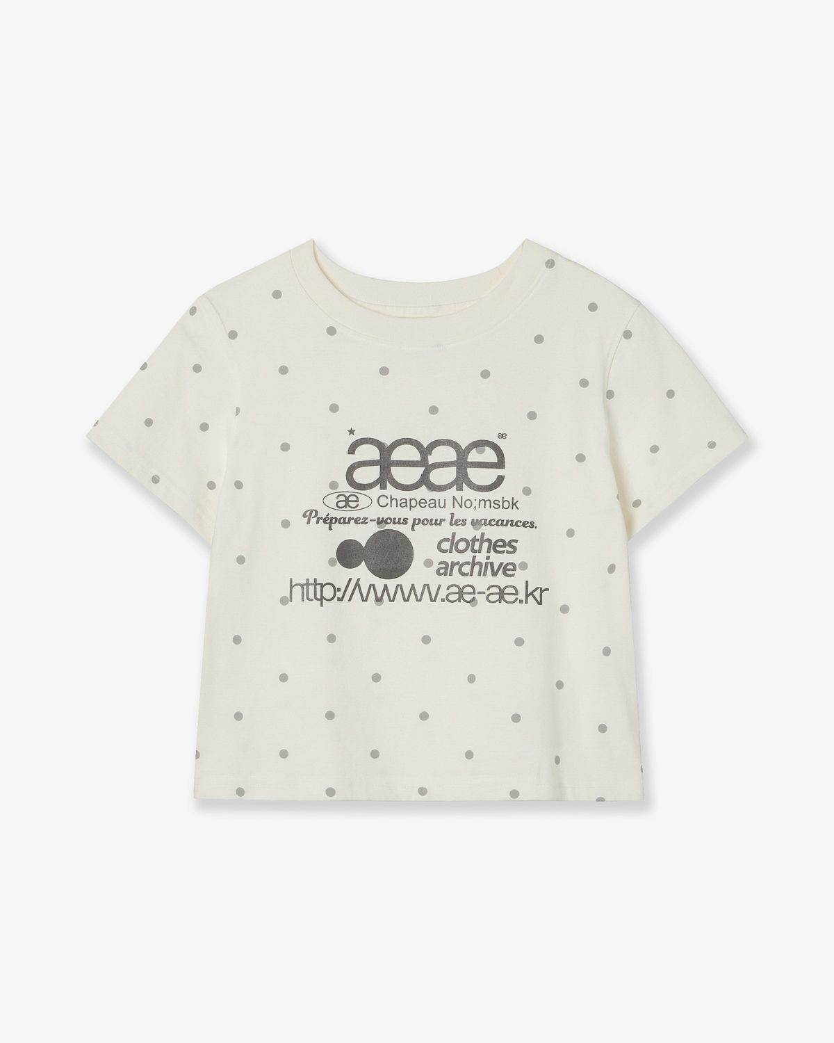 에이이에이이(AEAE) WEB LOGO DOT CROP T-SHIRTS [CREAM]