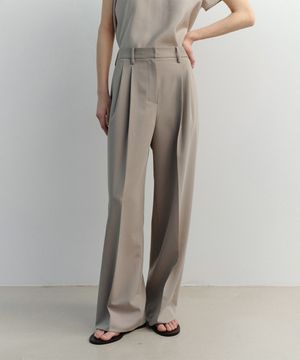 SS WIDE TUCK PANTS (TAUPE)