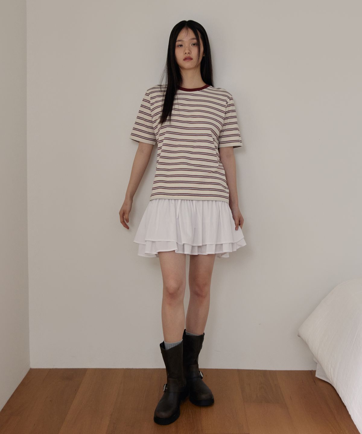 38컴온커먼(38COMEONCOMMON) Tiered Mini Skirts (White)