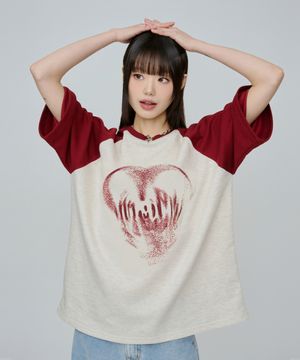 하트 스프레이 래글런 반팔티 3color