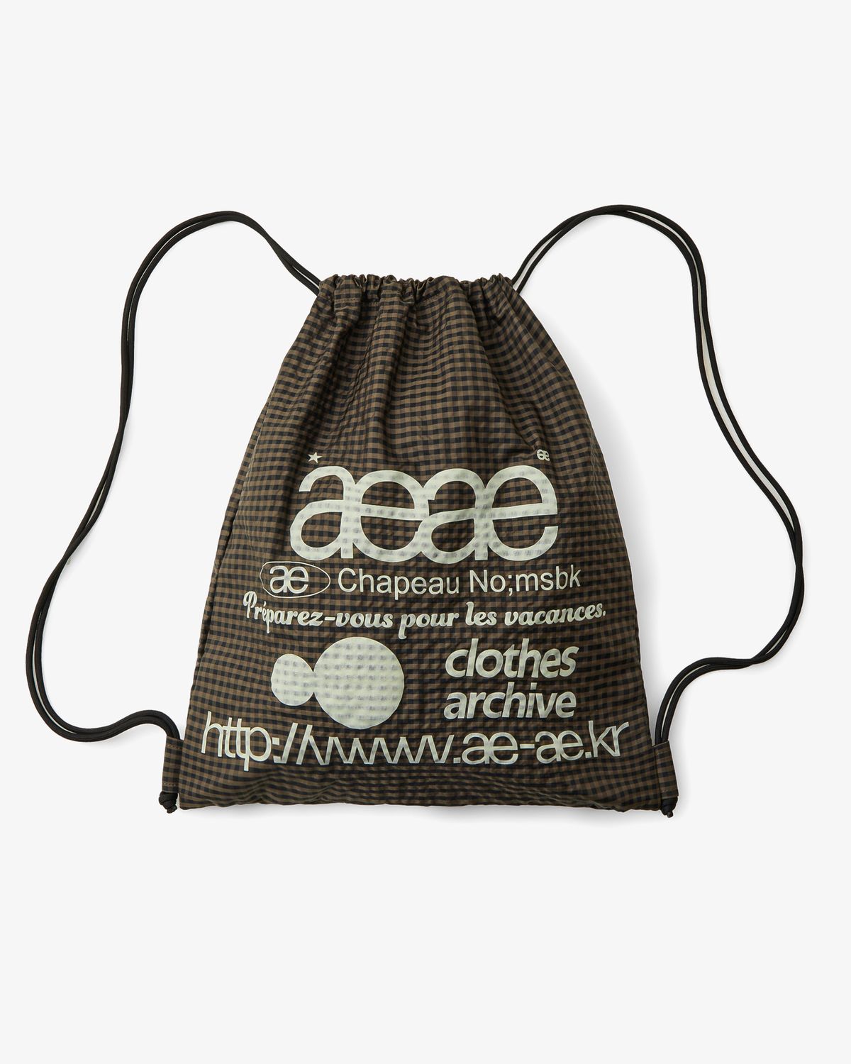에이이에이이(AEAE) WEB LOGO CHECK GYM SACK [BROWN]