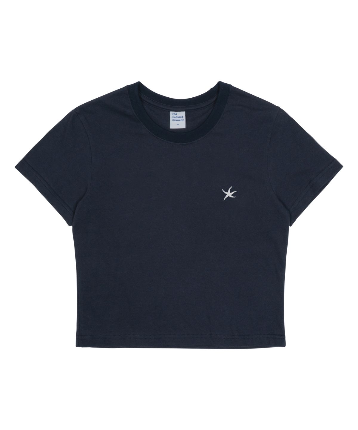 더콜디스트모먼트(THE COLDEST MOMENT) (w) TCM mini logo crop T (navy)