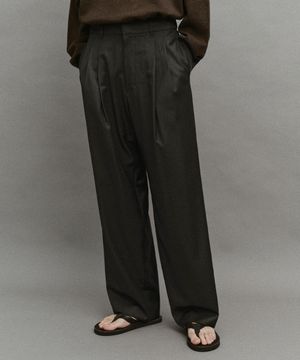 Narrow Stripe Tapered Slacks (Black)