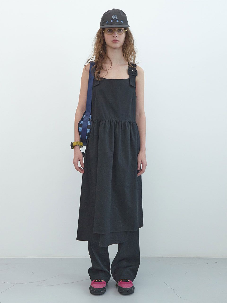 ENZO BLUES ■ Overlap Cotton Dress MUSINSA公式 | ENZO BLUES Overlap Cotton Dress (Black)