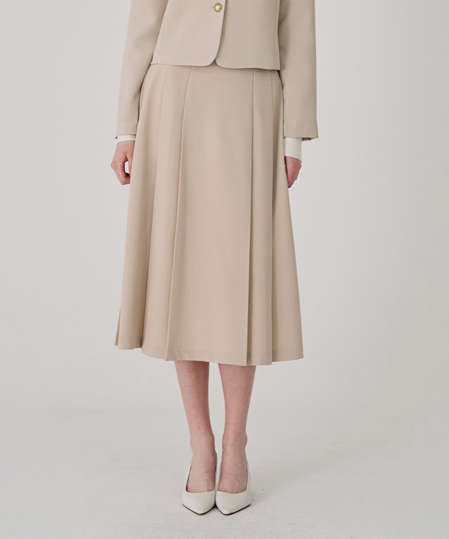 MUSINSA | SOUP Half Banding Pleated Long Skirt (SB4SRF1)