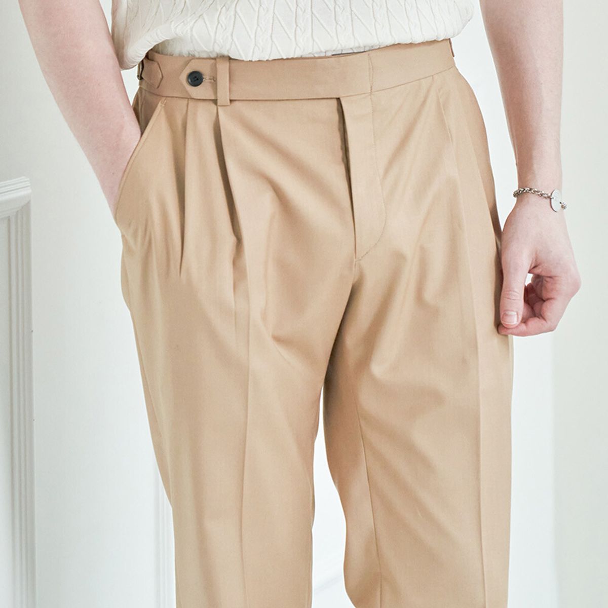 올클래식(ALLCLASSIC) ALCPT010 테일러드 투플릿츠 팬츠_beige