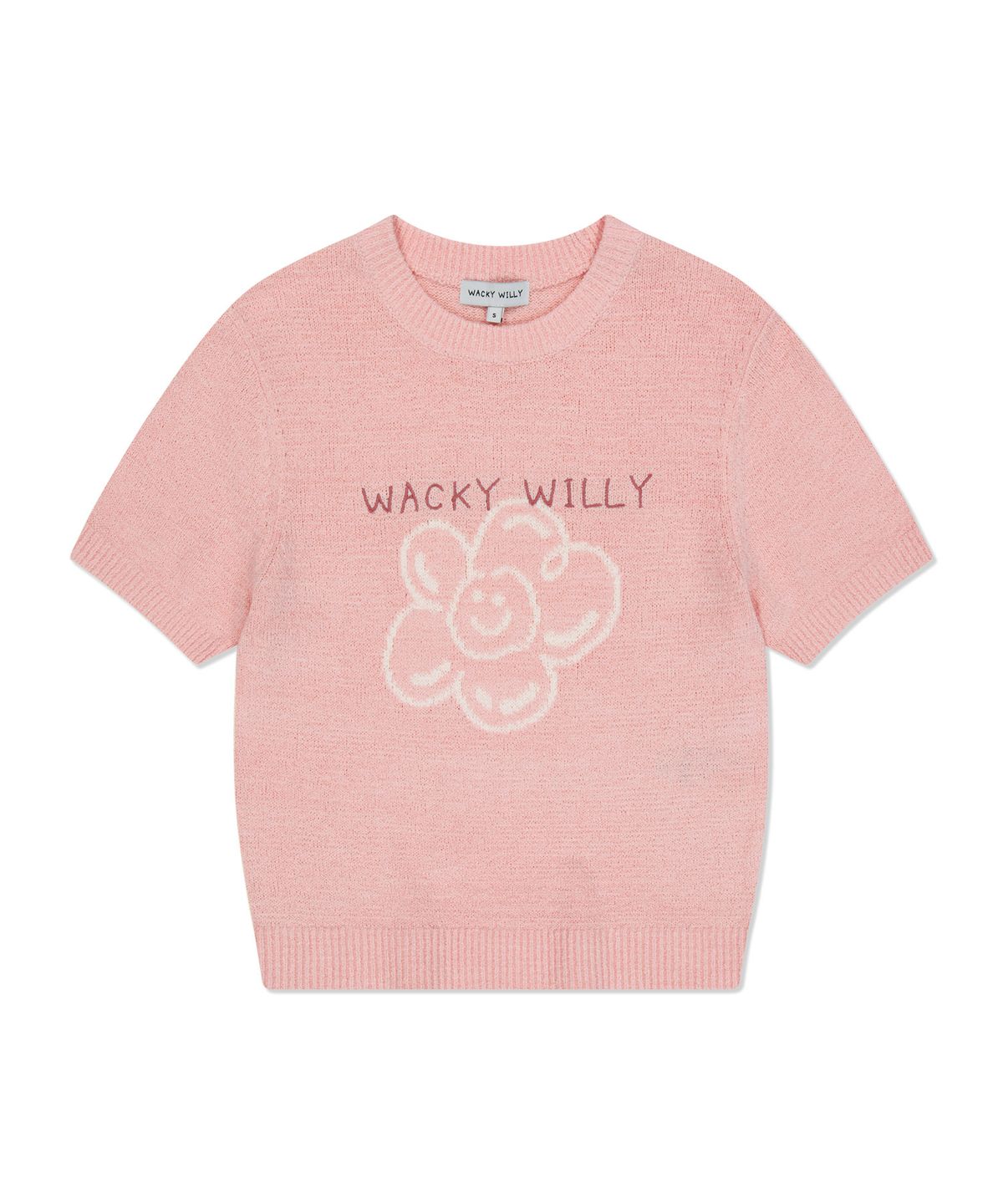 와키윌리(WACKY WILLY) 우먼스 릴리 그래픽 반팔 니트 핑크