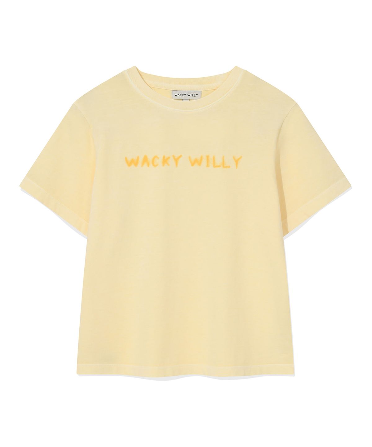 와키윌리(WACKY WILLY) 우먼스 피그먼트 세미크롭 반팔티셔츠 옐로우