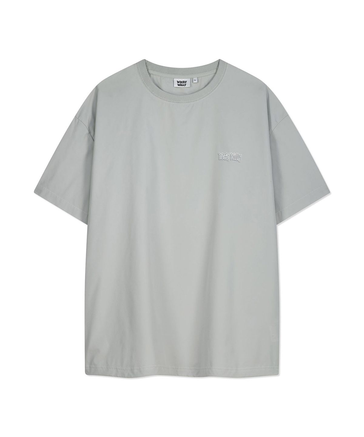 와키윌리(WACKY WILLY) 와키 타이포 화섬 반팔 티셔츠 그레이