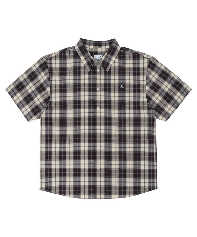 TCM mini logo check half shirts (brown)