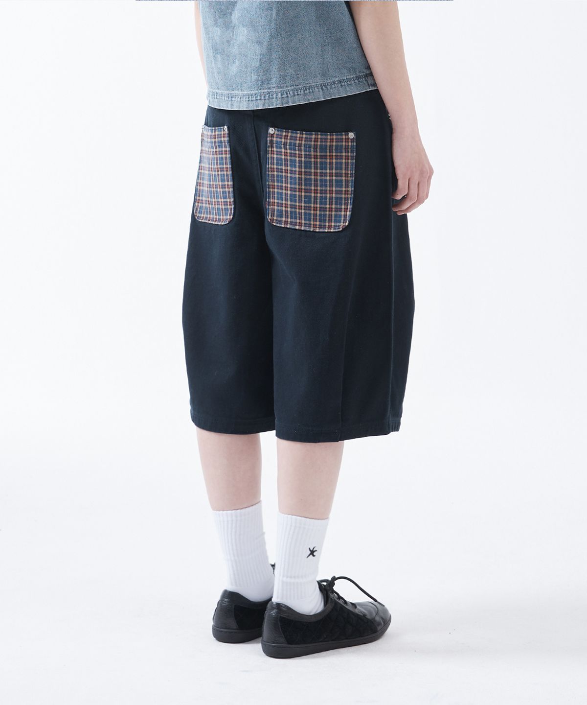 더콜디스트모먼트(THE COLDEST MOMENT) TCM check pocket half pants (navy)