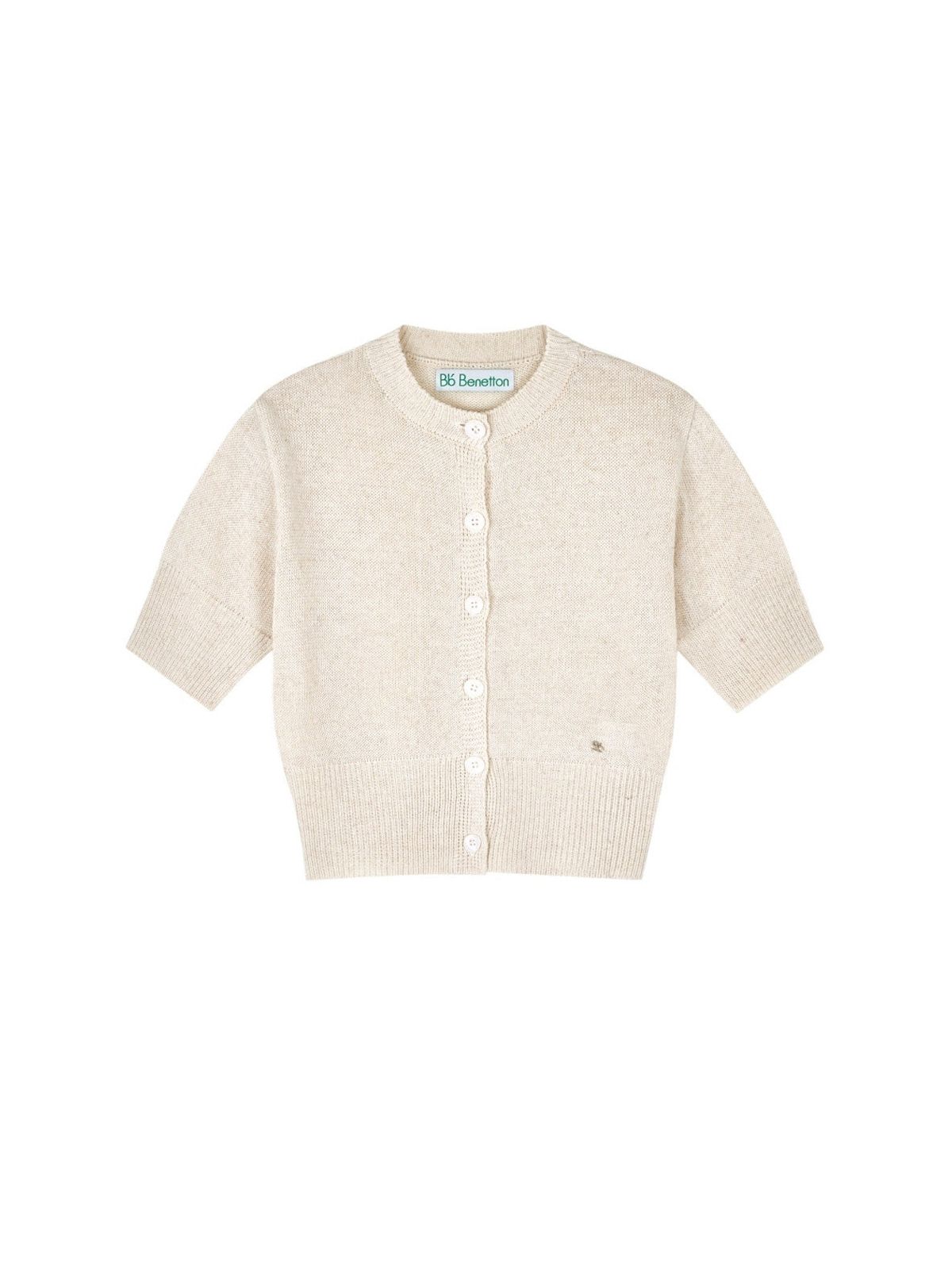 비플랫 베네통(Bb' BENETTON) 크롭 하프 니트 가디건 (Cream)