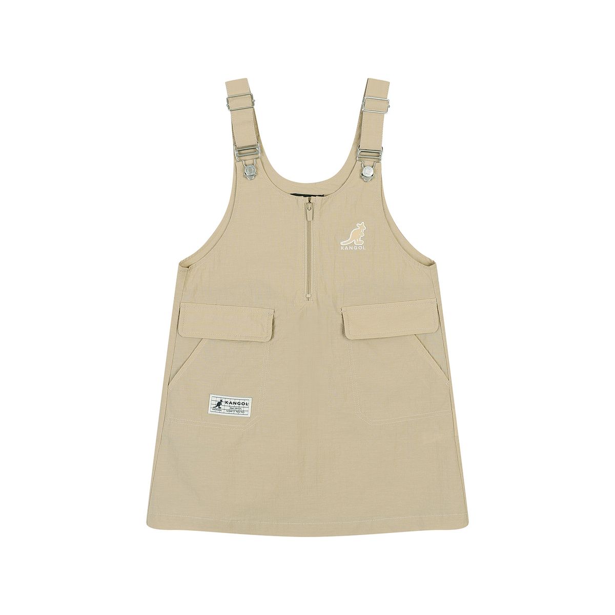캉골키즈(KANGOL KIDS) 아웃포켓 나일론 코튼 스판 오버롤 RB 2201 베이지