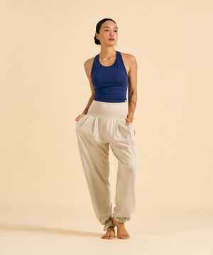 Sweet shirring jogger pants (Beige)