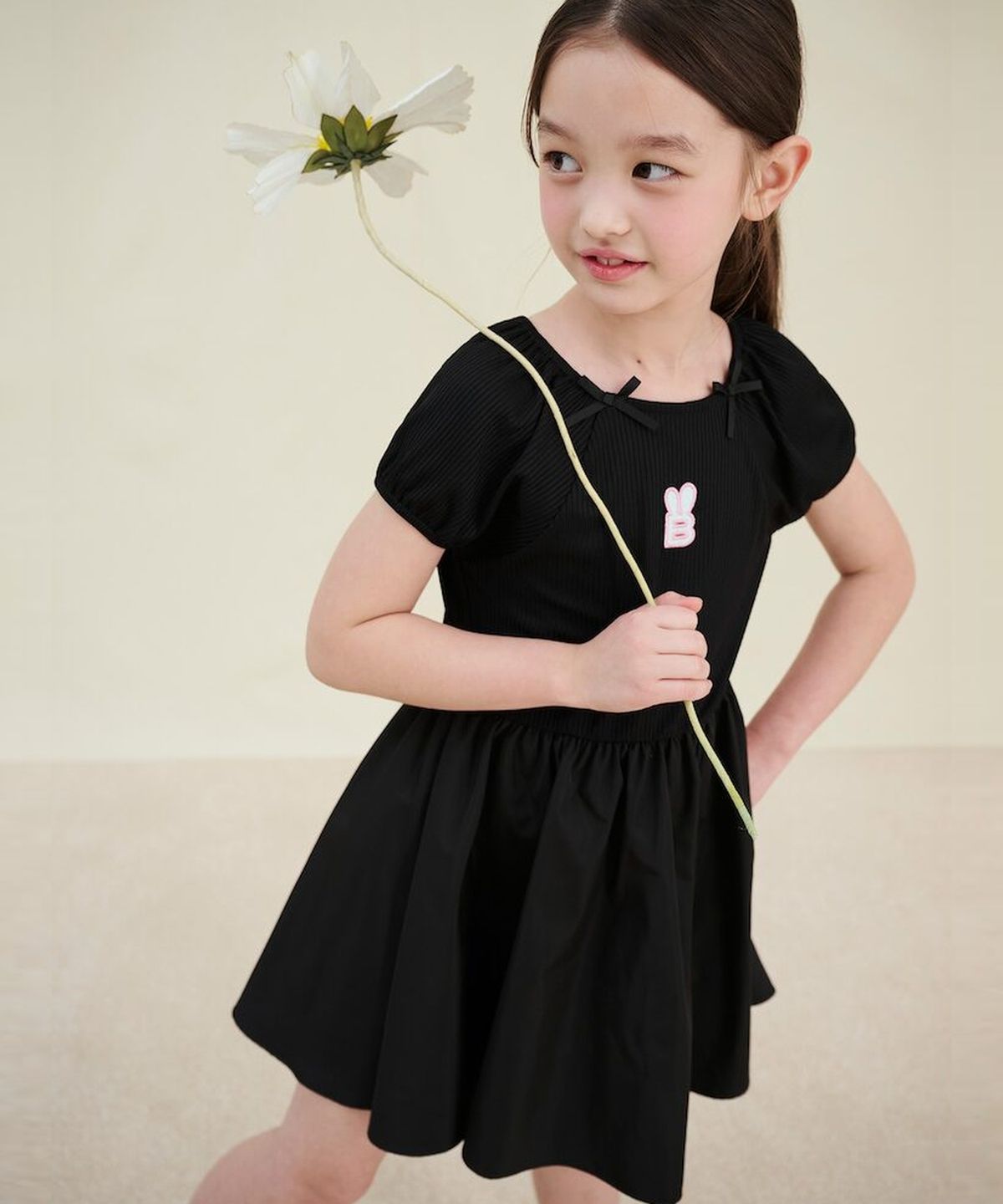 빈폴 키즈(BEANPOLE KIDS) 러블리 골지 화섬 믹스원피스  블랙 (BI5371G065)