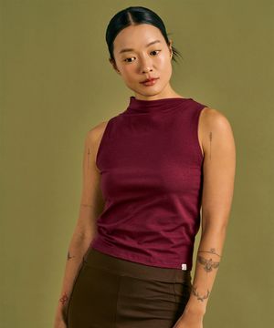 Mitali unbalance highneck top (Sangria red)