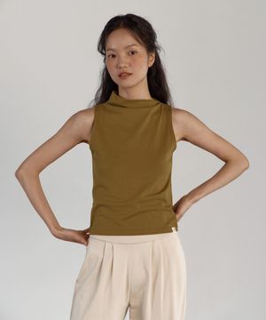 Mitali unbalance highneck top (Cappuccino)