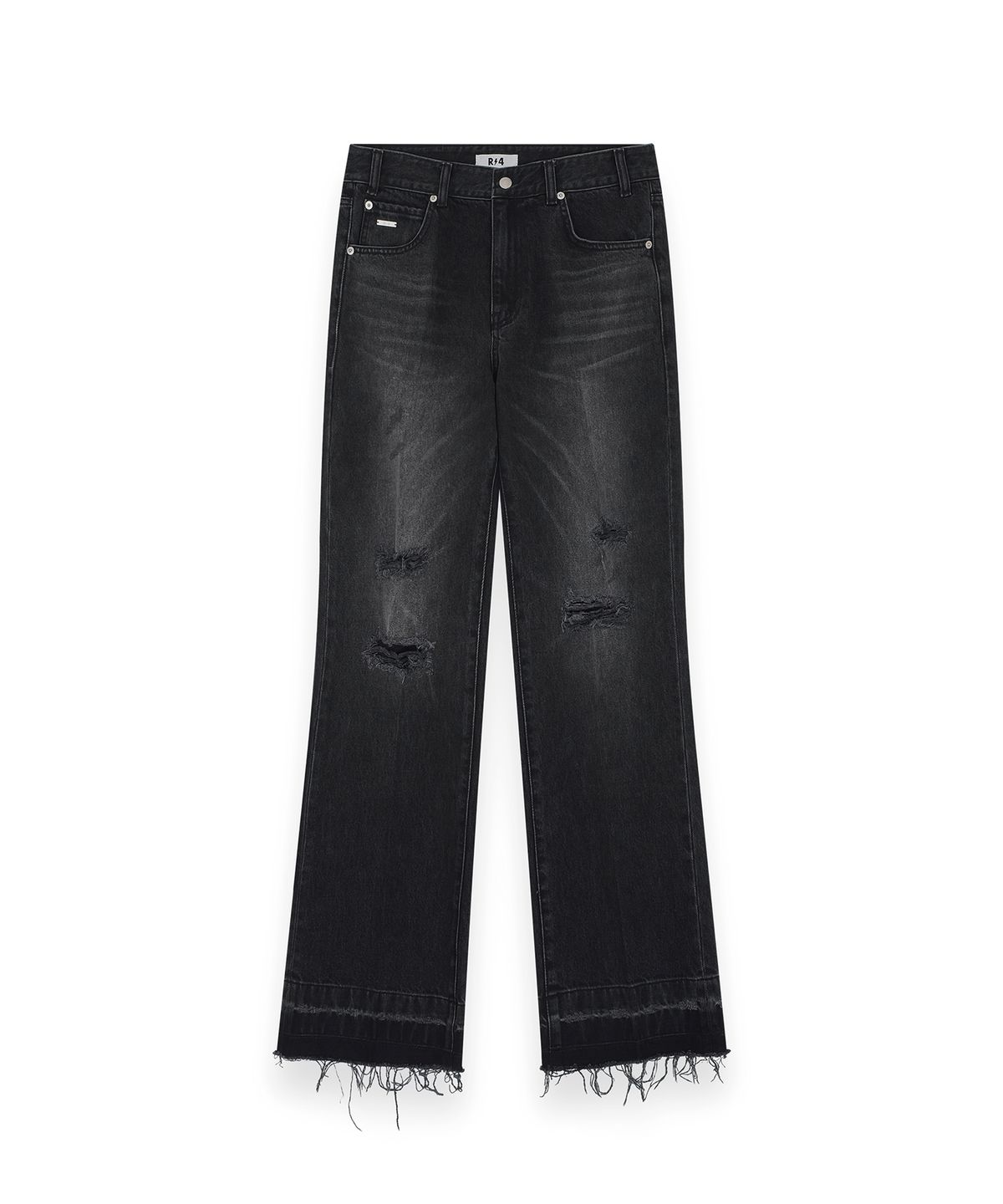 알포(R-4) R-0028 / DISTRESSED BOOTCUT JEANS(BLACK)