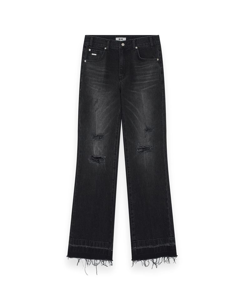 R-0028 / DISTRESSED BOOTCUT JEANS(BLACK)