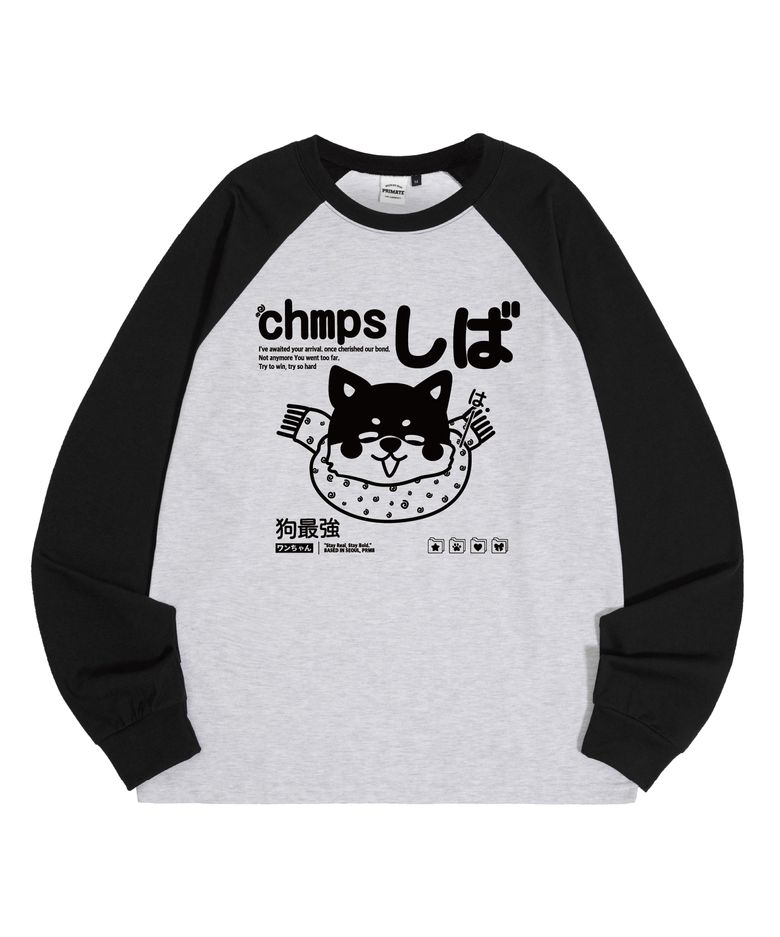 [5 COLORS] CHMPS SHIBA 래글런 오버핏 롱 슬리브 B25ST35