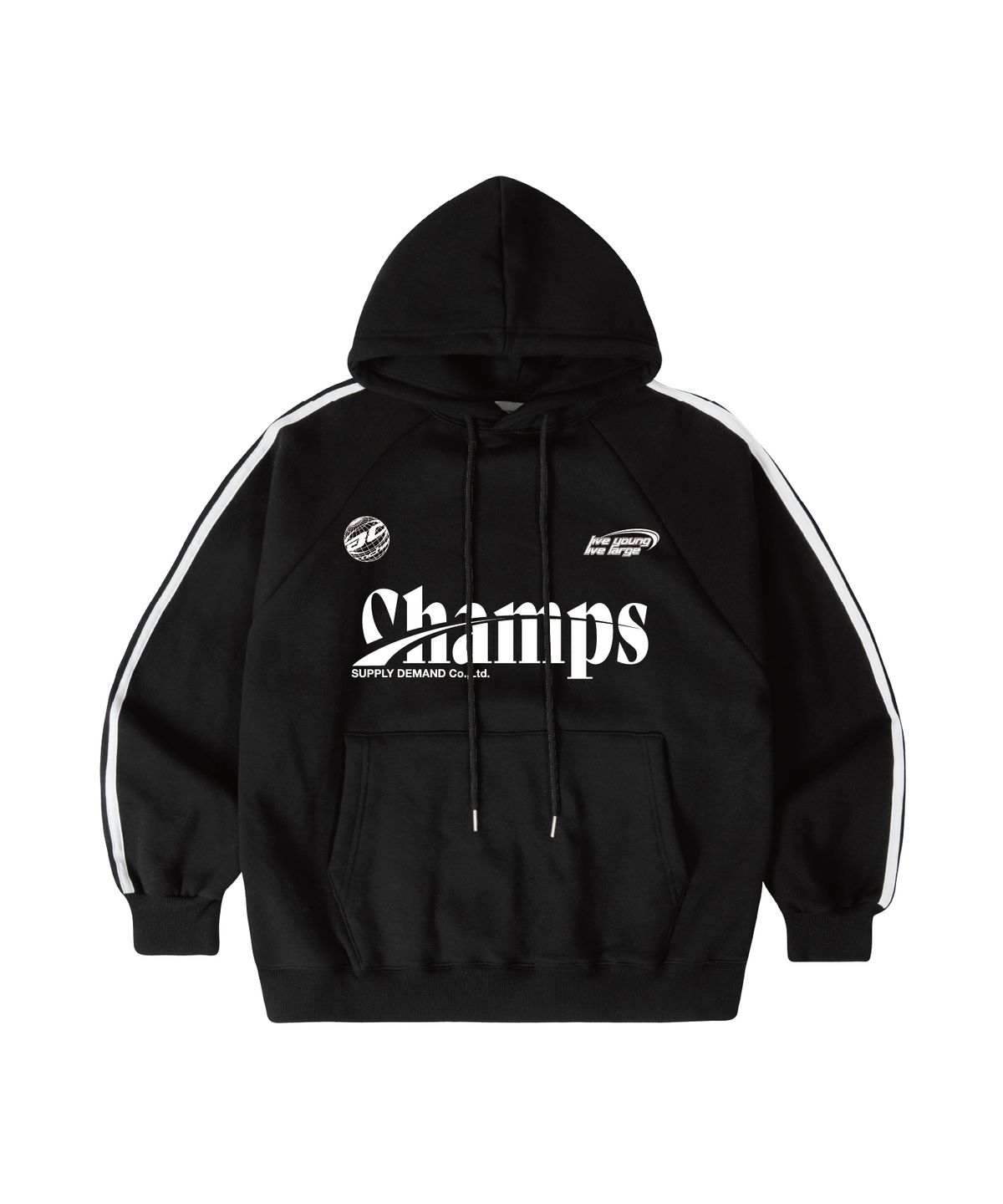본챔스(BORN CHAMPS) [2 COLORS] CHMPS SPORTY LOGO 라인 오버핏 후드 티셔츠 B25ST31
