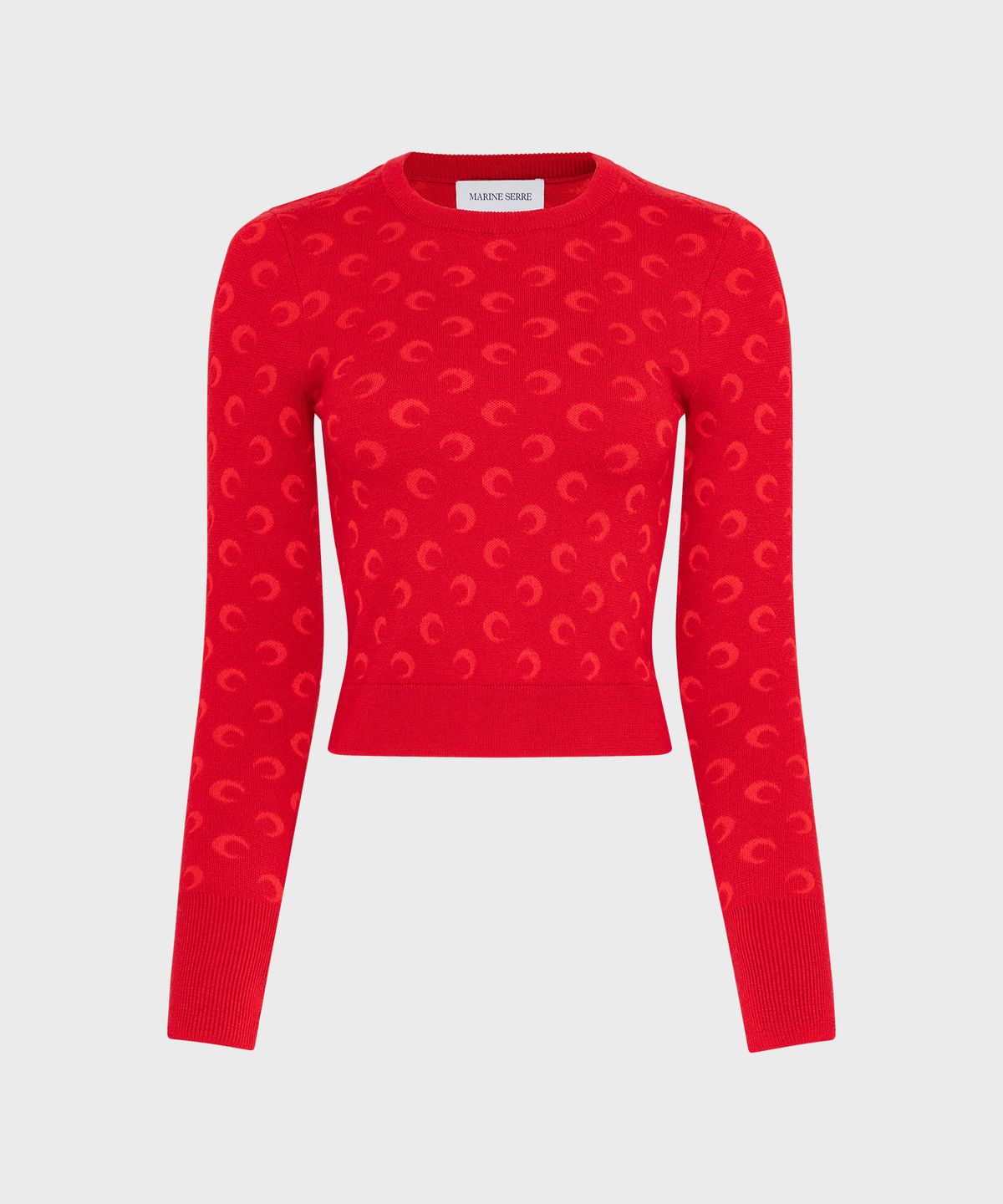 마린 세르(MARINE SERRE) (W) 문 자카드 니트 피티드 스웨터 레드 MOON JACQUARD KNIT FITTED SWEATER RED