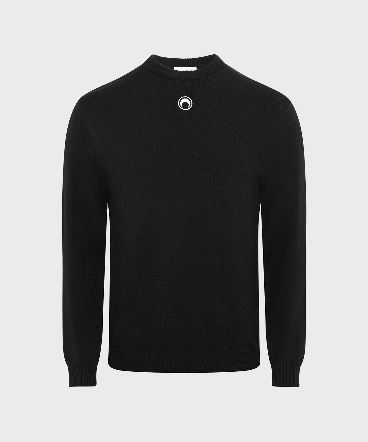 마린 세르(MARINE SERRE) (M) 문 로고 니트 크루넥 스웨터 블랙 MOON LOGO KNIT CREWNECK SWEATER BLACK
