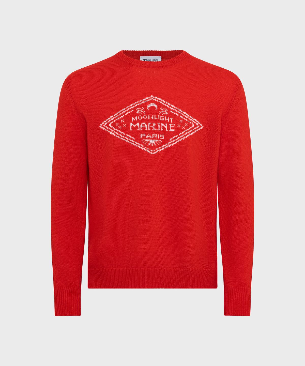 마린 세르(MARINE SERRE) (M) 클린 울 니트 크루넥 스웨터 레드 CLEAN WOOL KNIT CREWNECK SWEATER RED