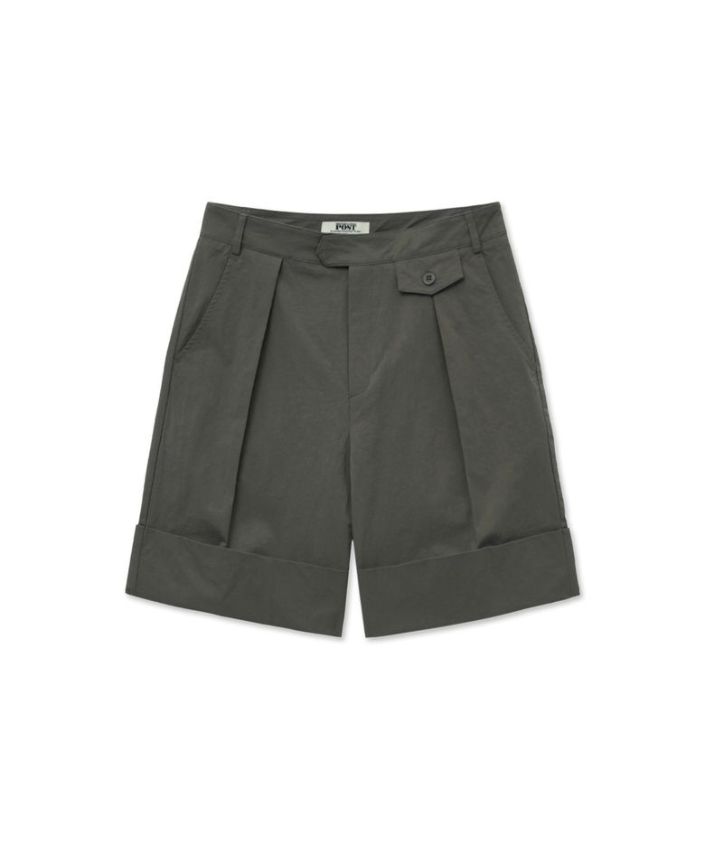 Cuffed Tailored Shorts_Khaki