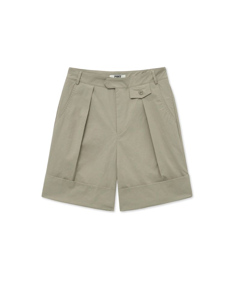 Cuffed Tailored Shorts_Beige
