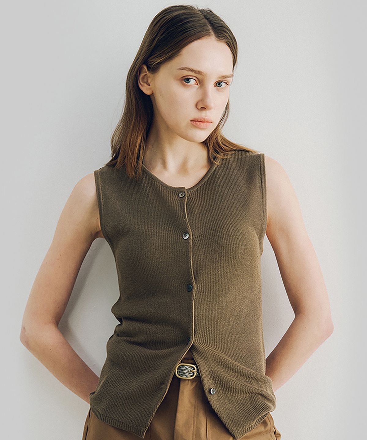 더 새터데이 이브닝 포스트(THE SATURDAY EVENING POST) High Gauge Knit Vest_Khaki