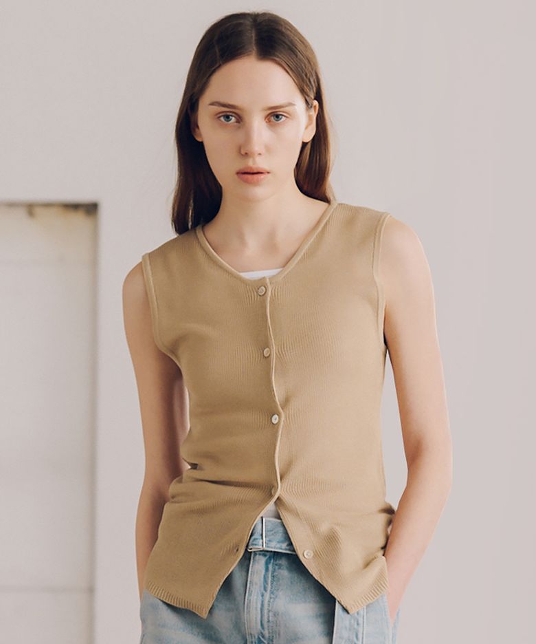 High Gauge Knit Vest_Beige