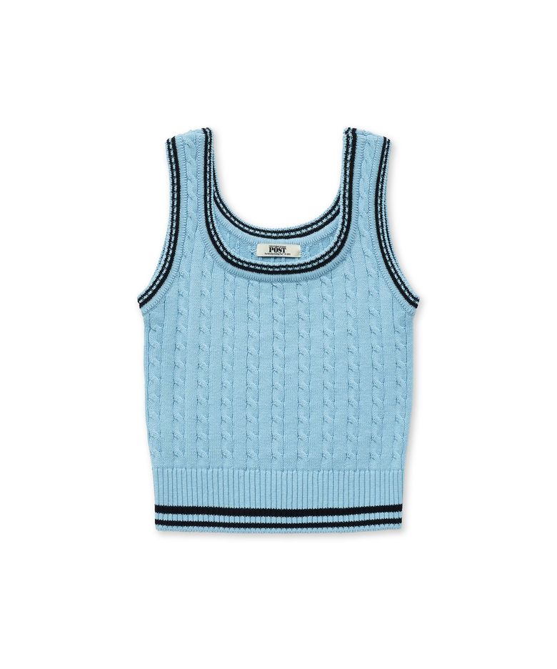 Cable Knit Sleeveless_Blue