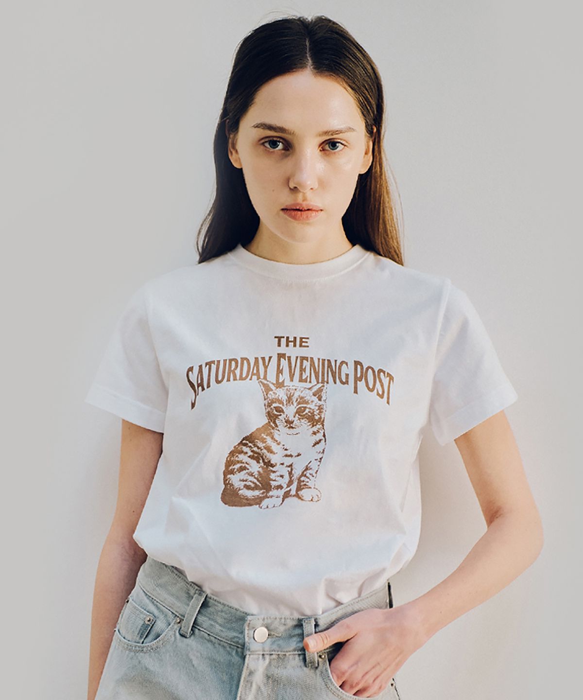 더 새터데이 이브닝 포스트(THE SATURDAY EVENING POST) Kitten T-Shirt_White