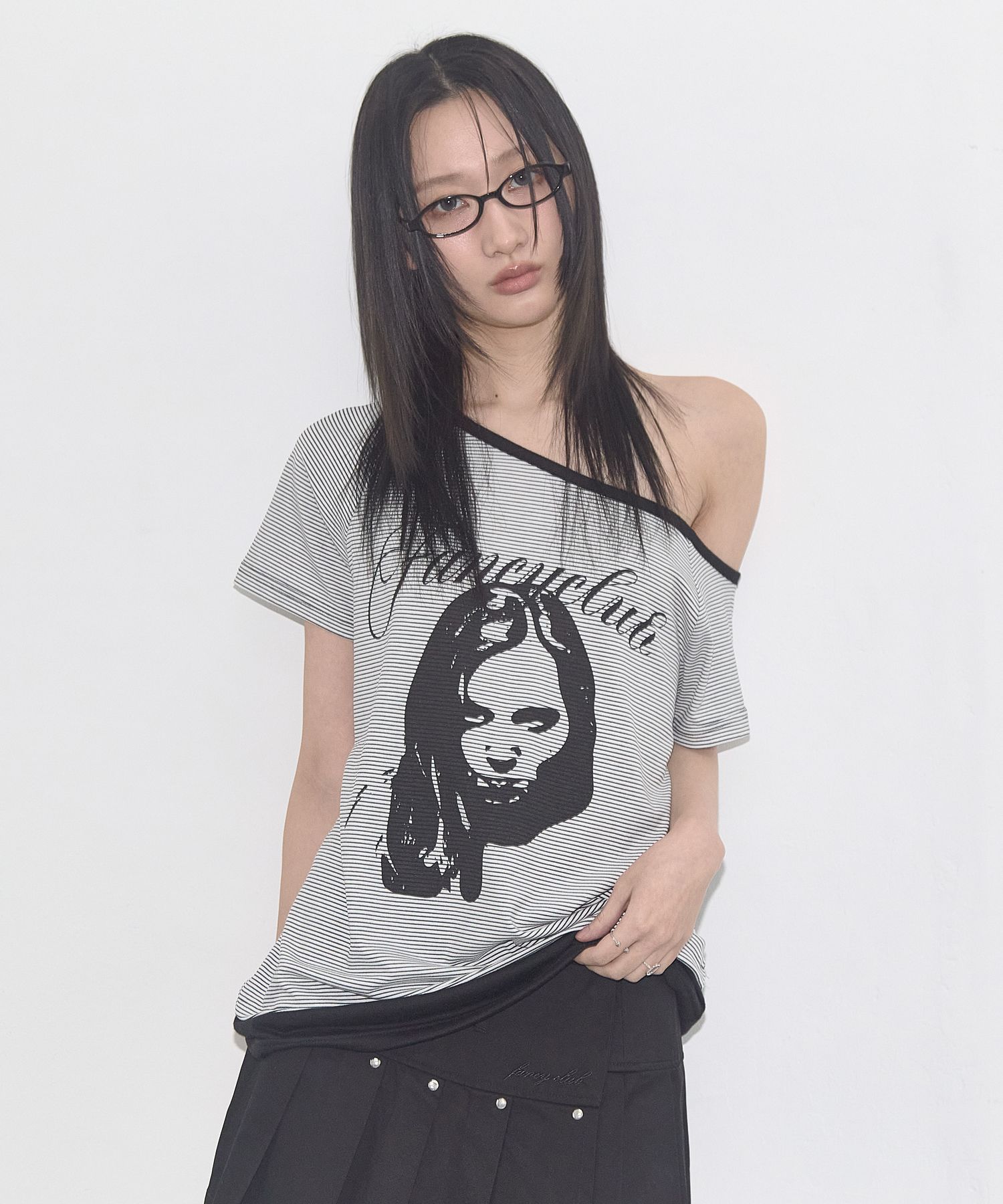 ■FANCY CLUB■ MYSTIC ONE SHOULDER TEE BLACK F25QB107 F25QB1 MUSINSA | FANCY CLUB MYSTIC ONE SHOULDER TEE (BLACK) F25QB107