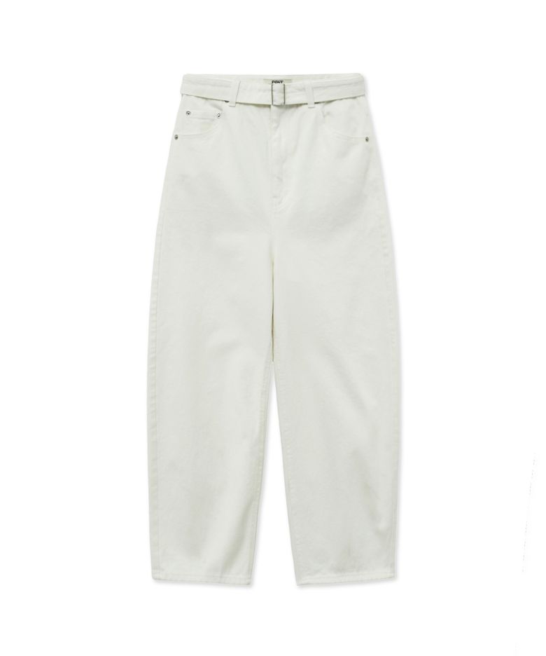 Balloon Belted Denim Trousers_Cream